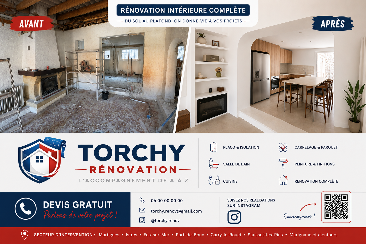 Présentation avant et après d'une rénovation intérieure TORCHY Rénovation